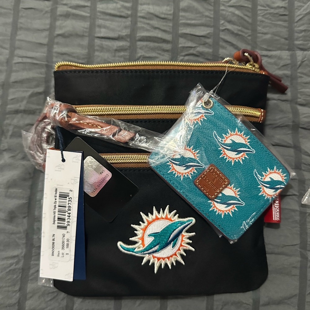 Dooney & Bourke Black and Teal Sports Crossbody Bag